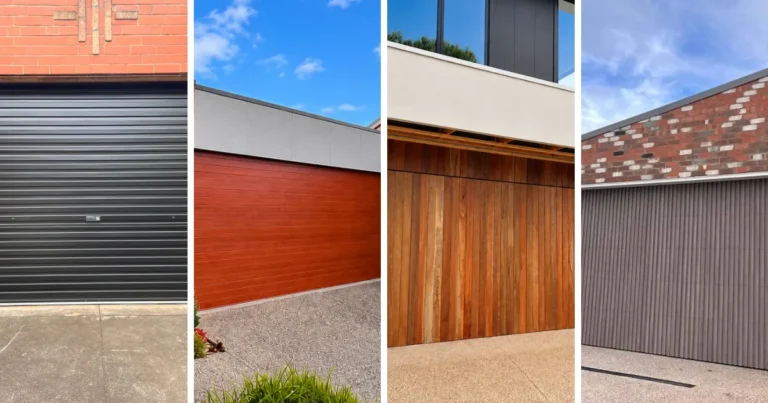Comparison of four garage door types including roller, sectional, tilt and custom garage doors to help homeowners choose the right option.